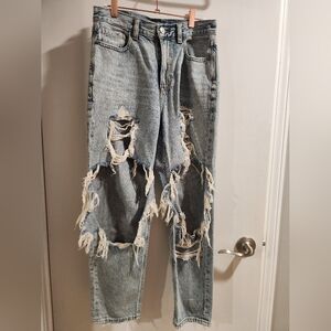 American Eagle Super Distressed Mom Jean